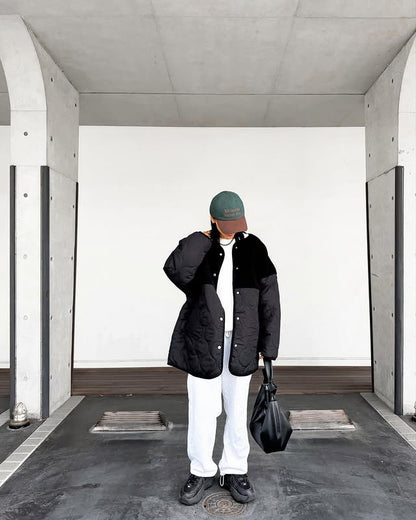 ボア切り替え中綿ブルゾン