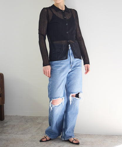 シアーリブニットカーディガン