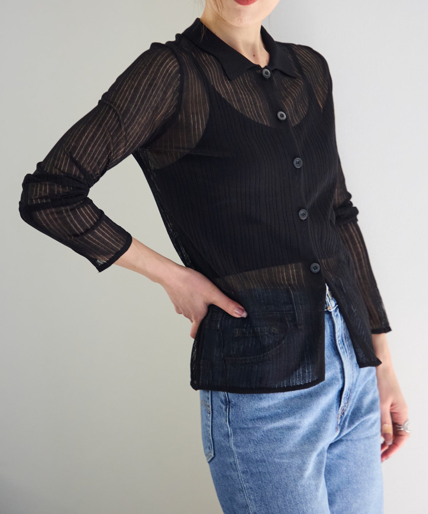 シアーリブニットカーディガン