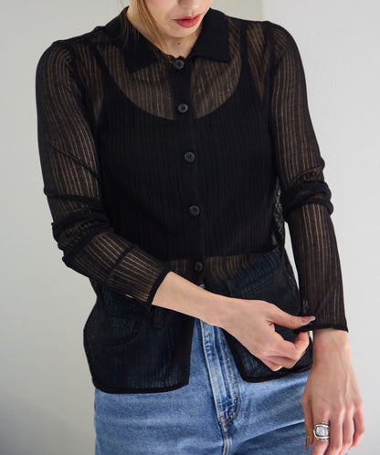 シアーリブニットカーディガン