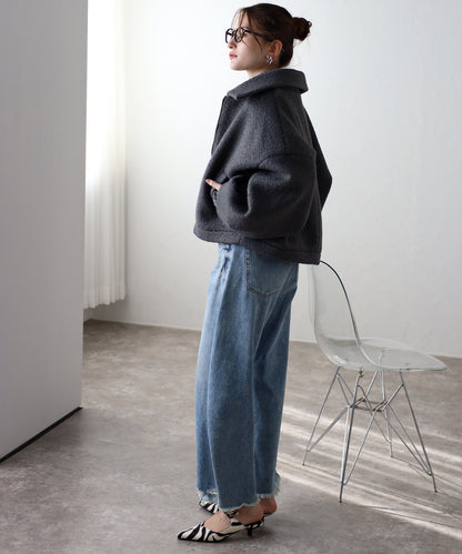 ショート丈 ボリュームスリーブ ボアジャケット