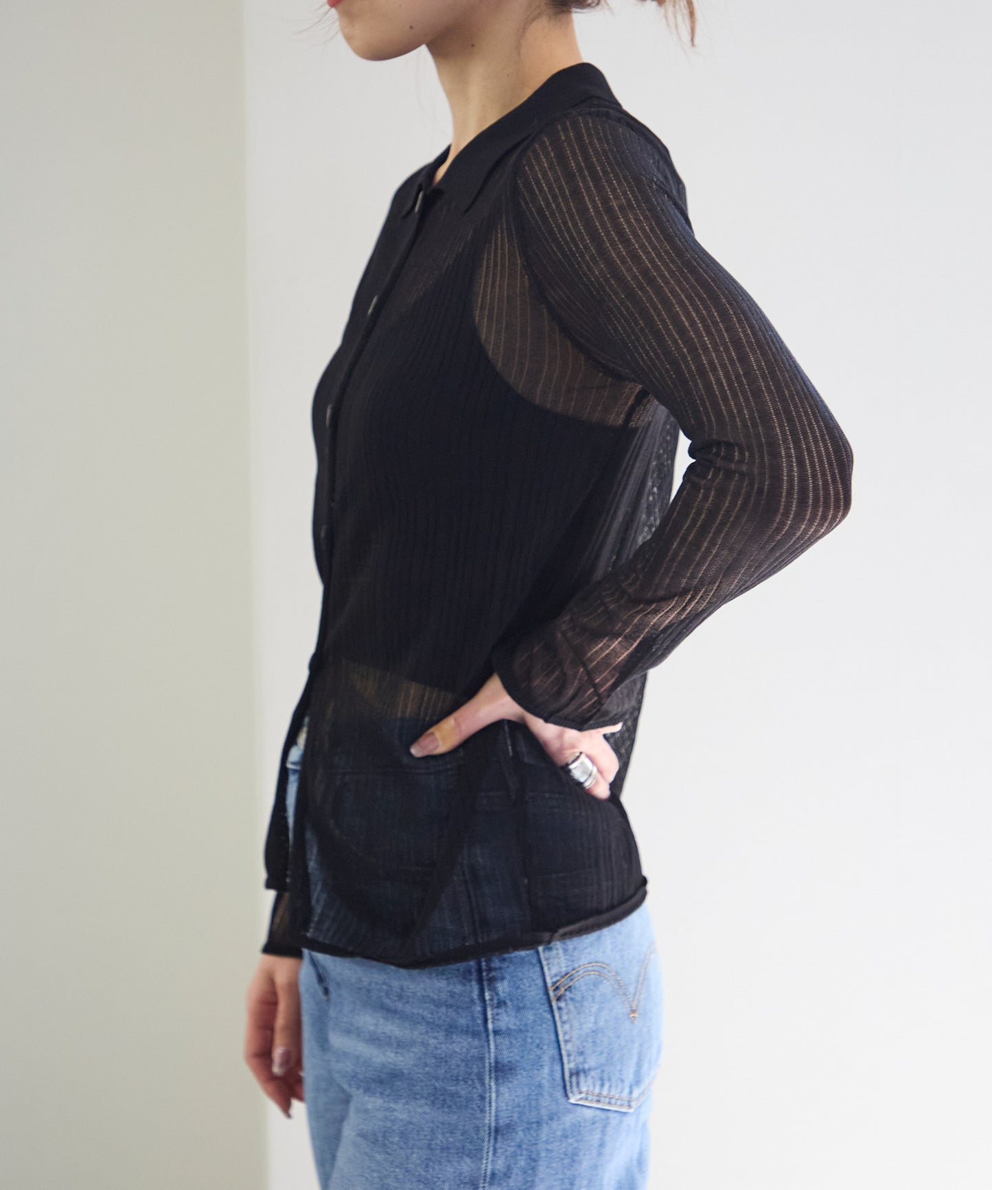 シアーリブニットカーディガン