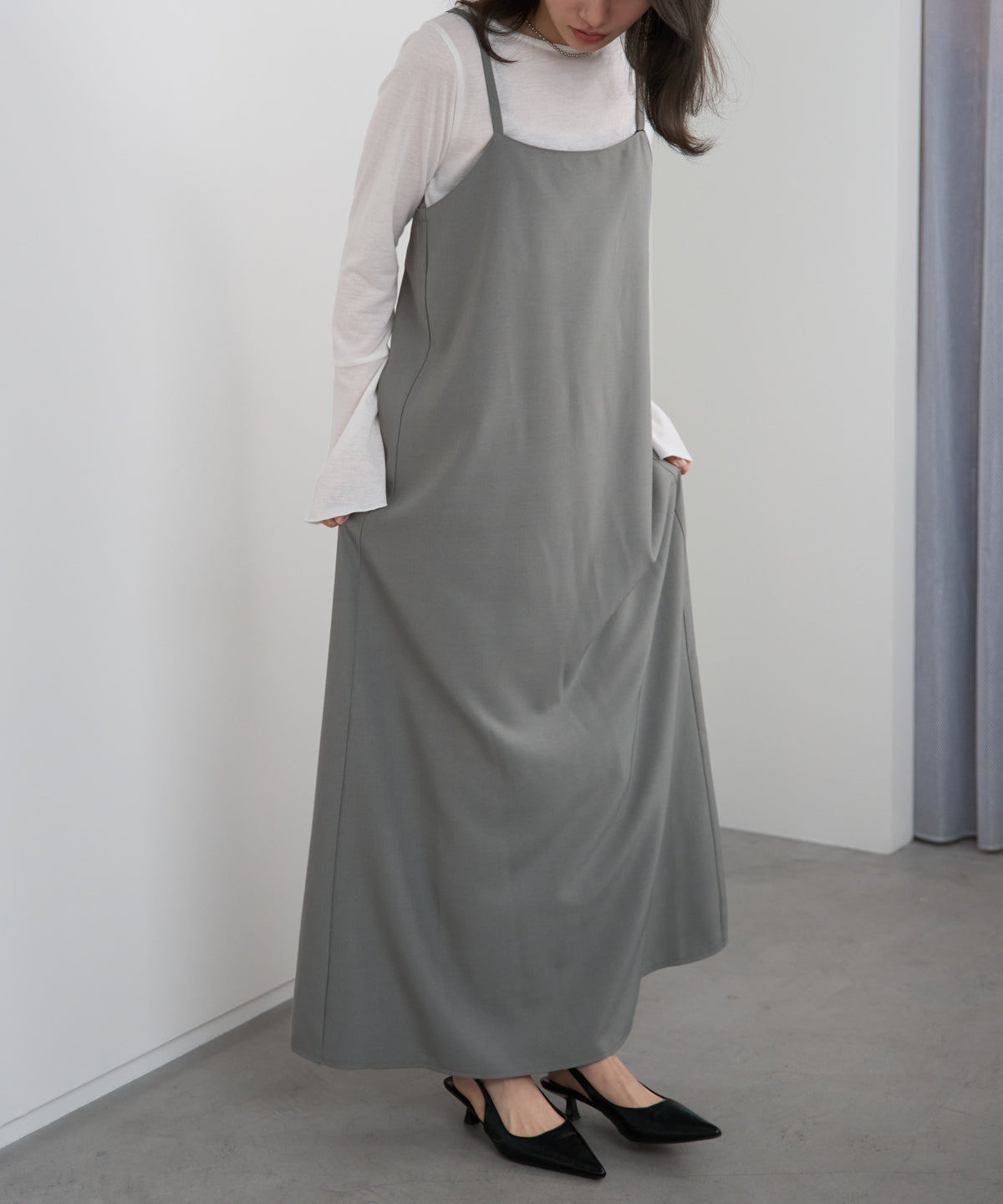 ベーシックキャミロングワンピース【後ろゴム／アジャスター付き】