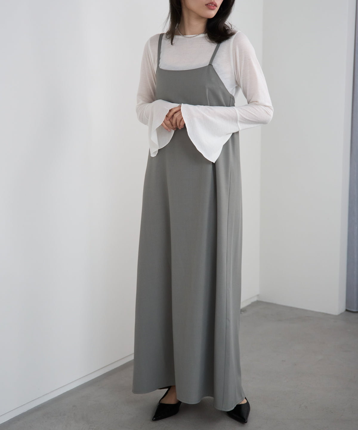 ベーシックキャミロングワンピース【後ろゴム／アジャスター付き】