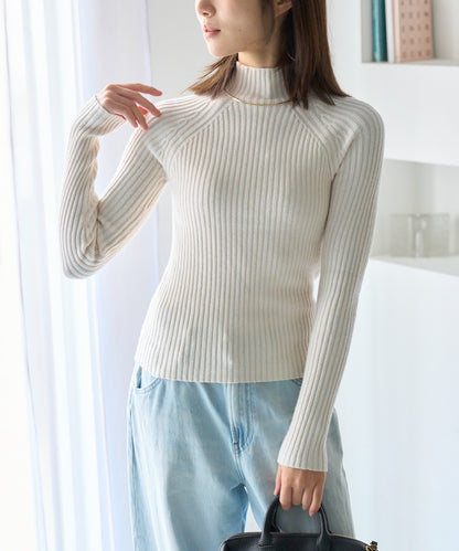 ボトルネックリブニットプルオーバー