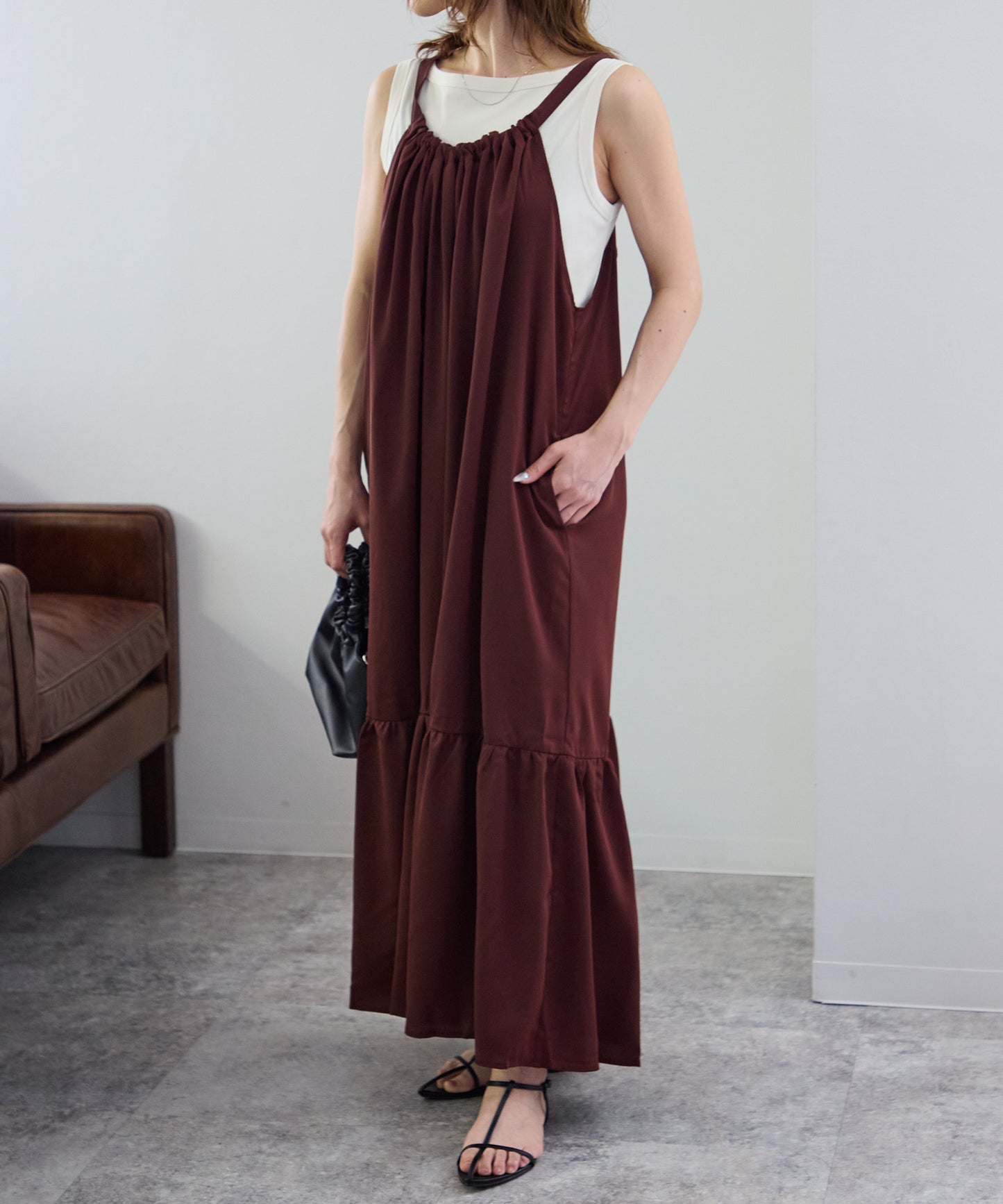 バックリボンキャミワンピース