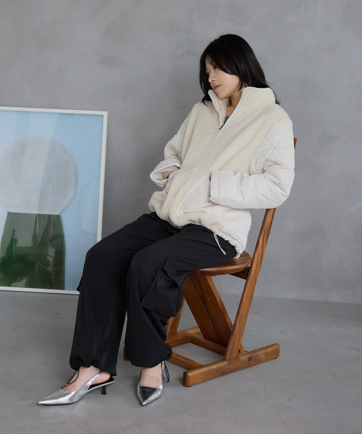 ボア切り替え スタンドカラーブルゾン