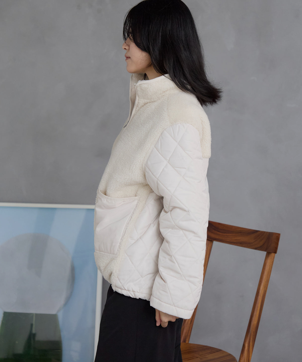 ボア切り替え スタンドカラーブルゾン