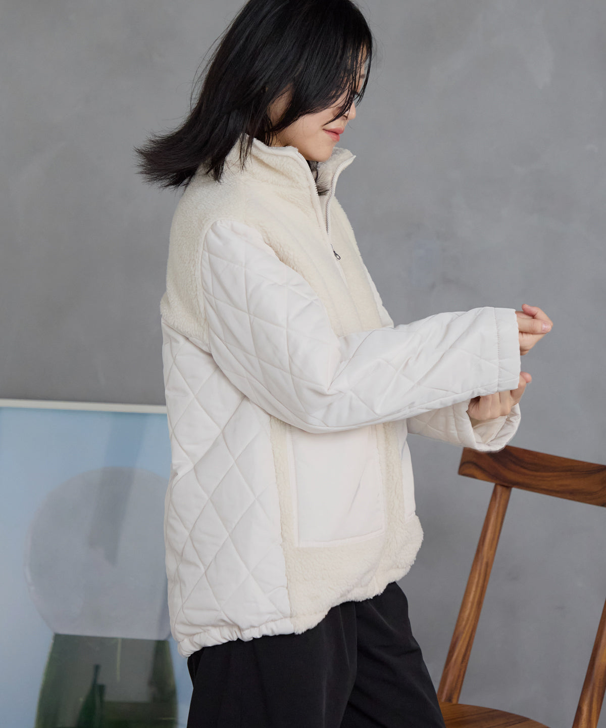 ボア切り替え スタンドカラーブルゾン