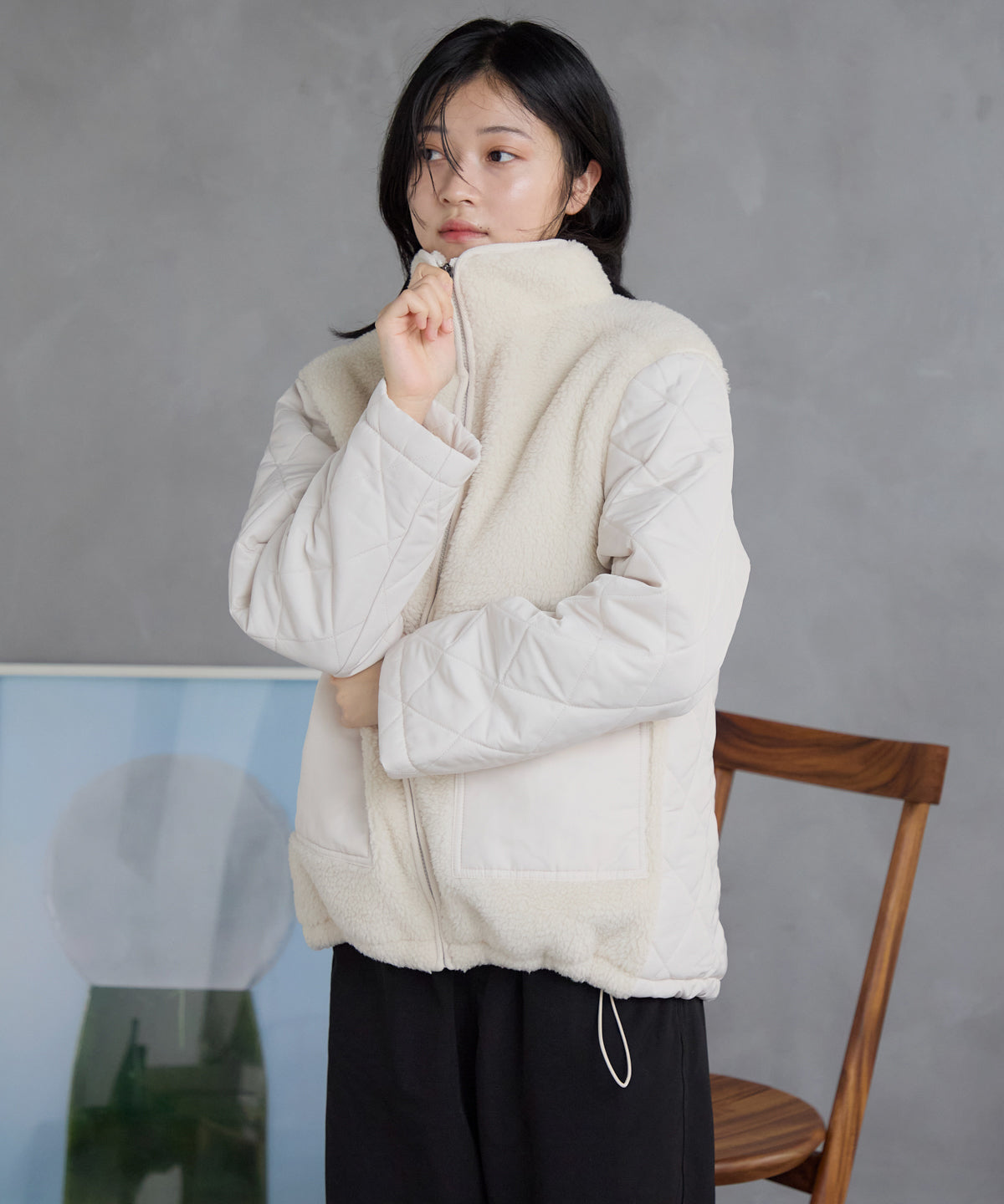 ボア切り替え スタンドカラーブルゾン