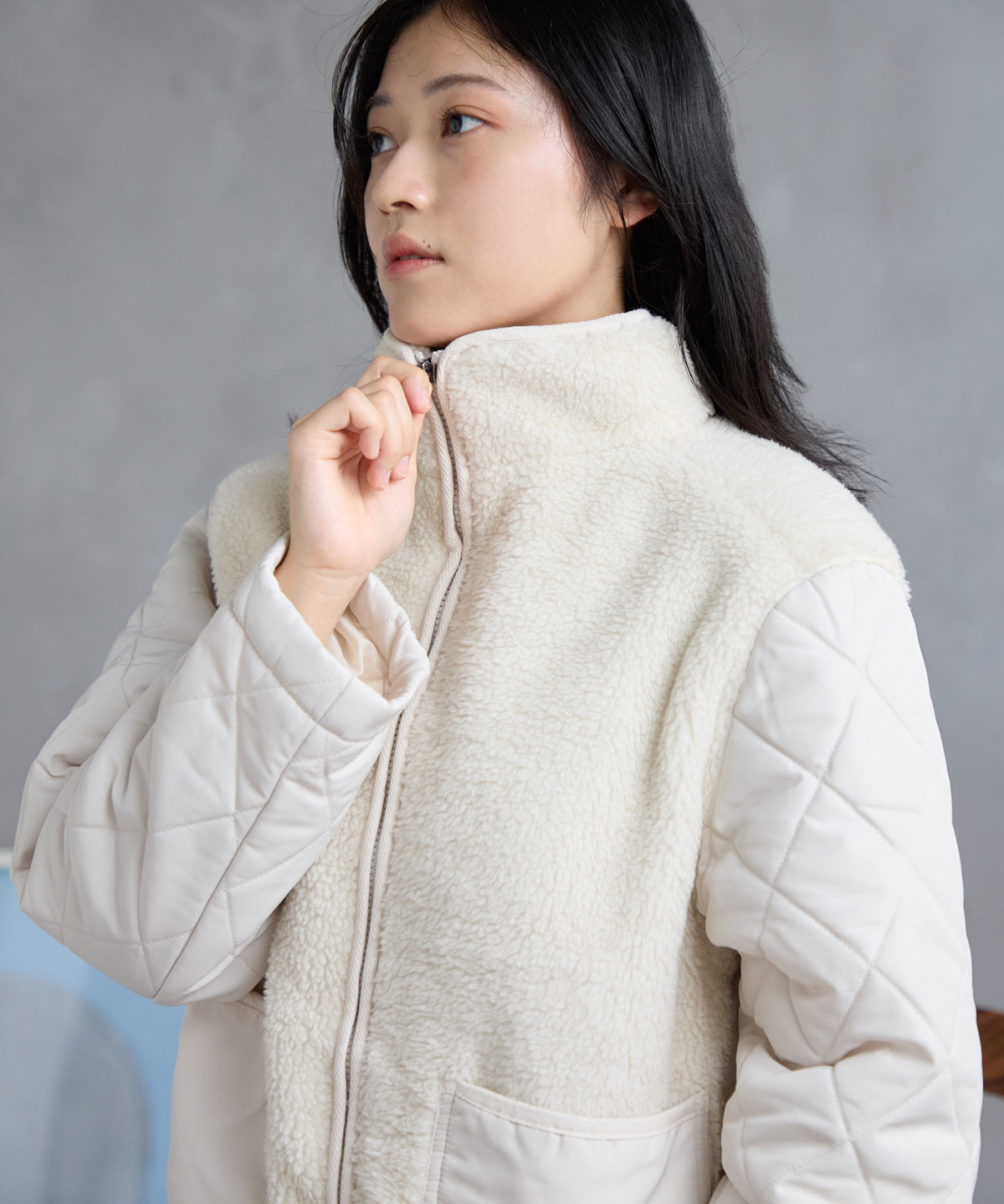 ボア切り替え スタンドカラーブルゾン