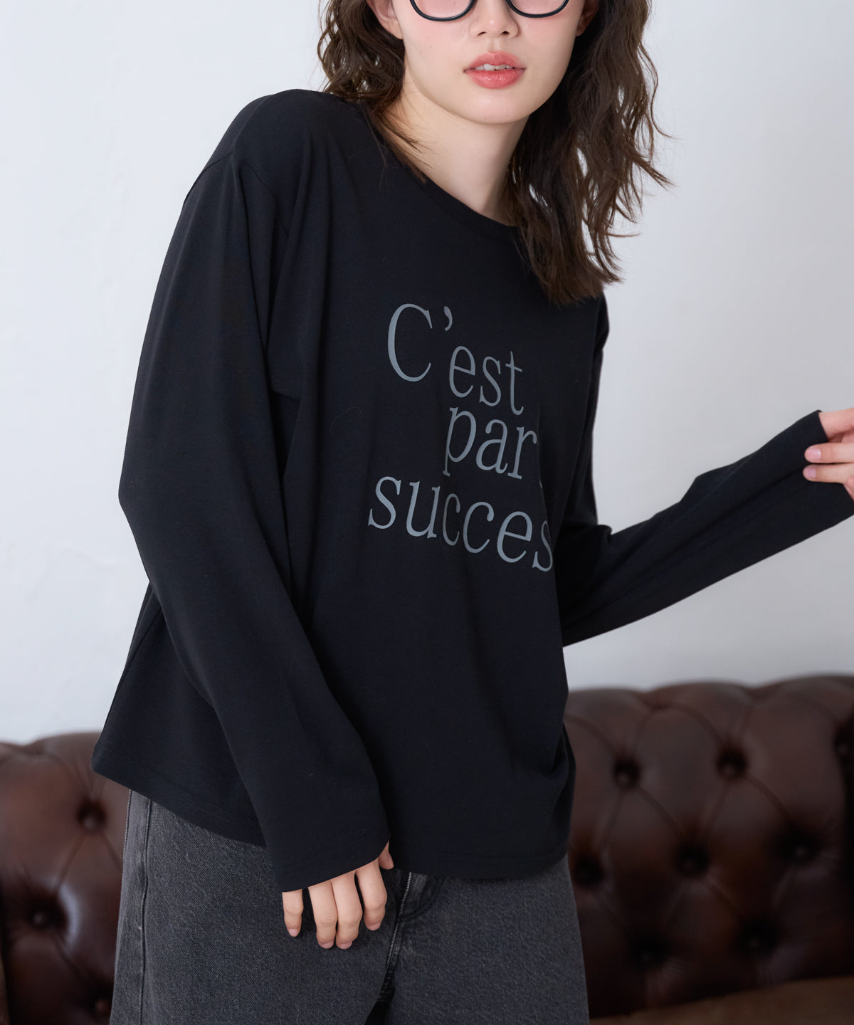 ロゴプリント長袖Tシャツ/スーパーストレッチ