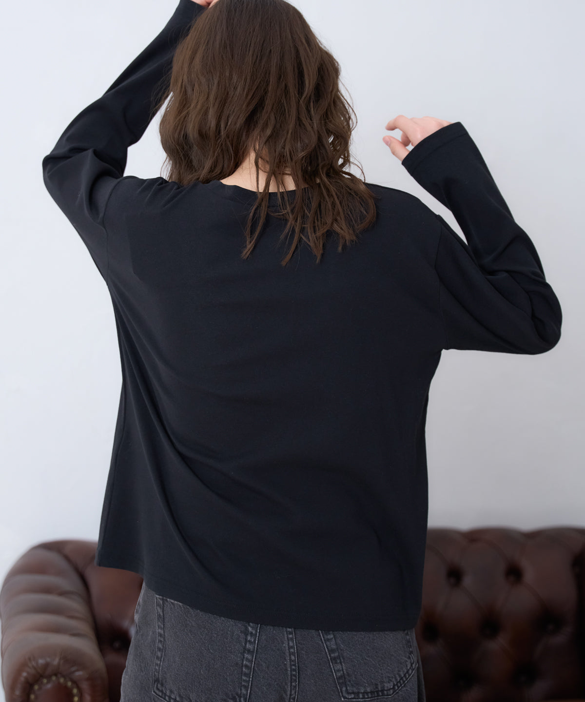 ロゴプリント長袖Tシャツ/スーパーストレッチ