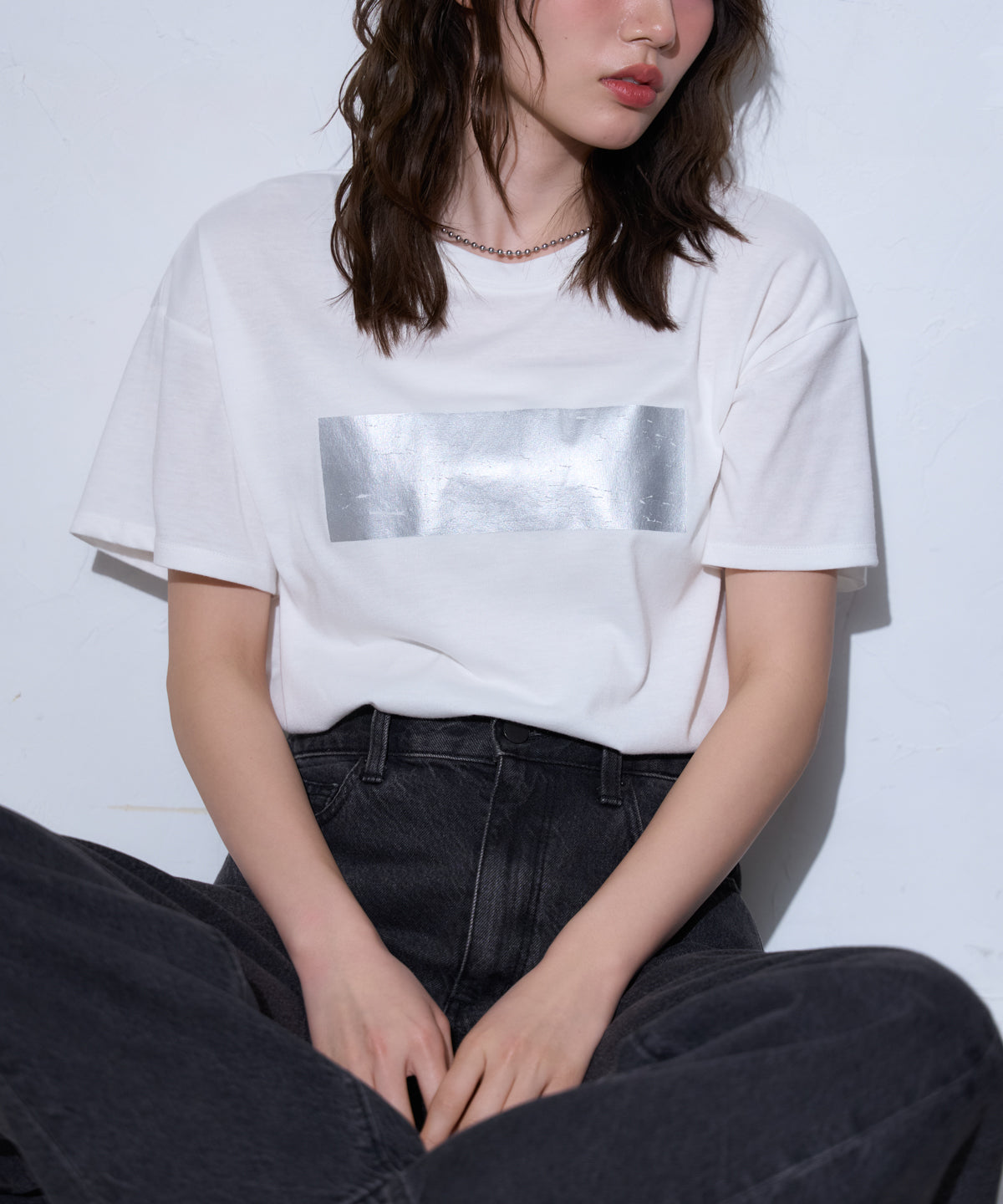 箔プリント半袖Tシャツ