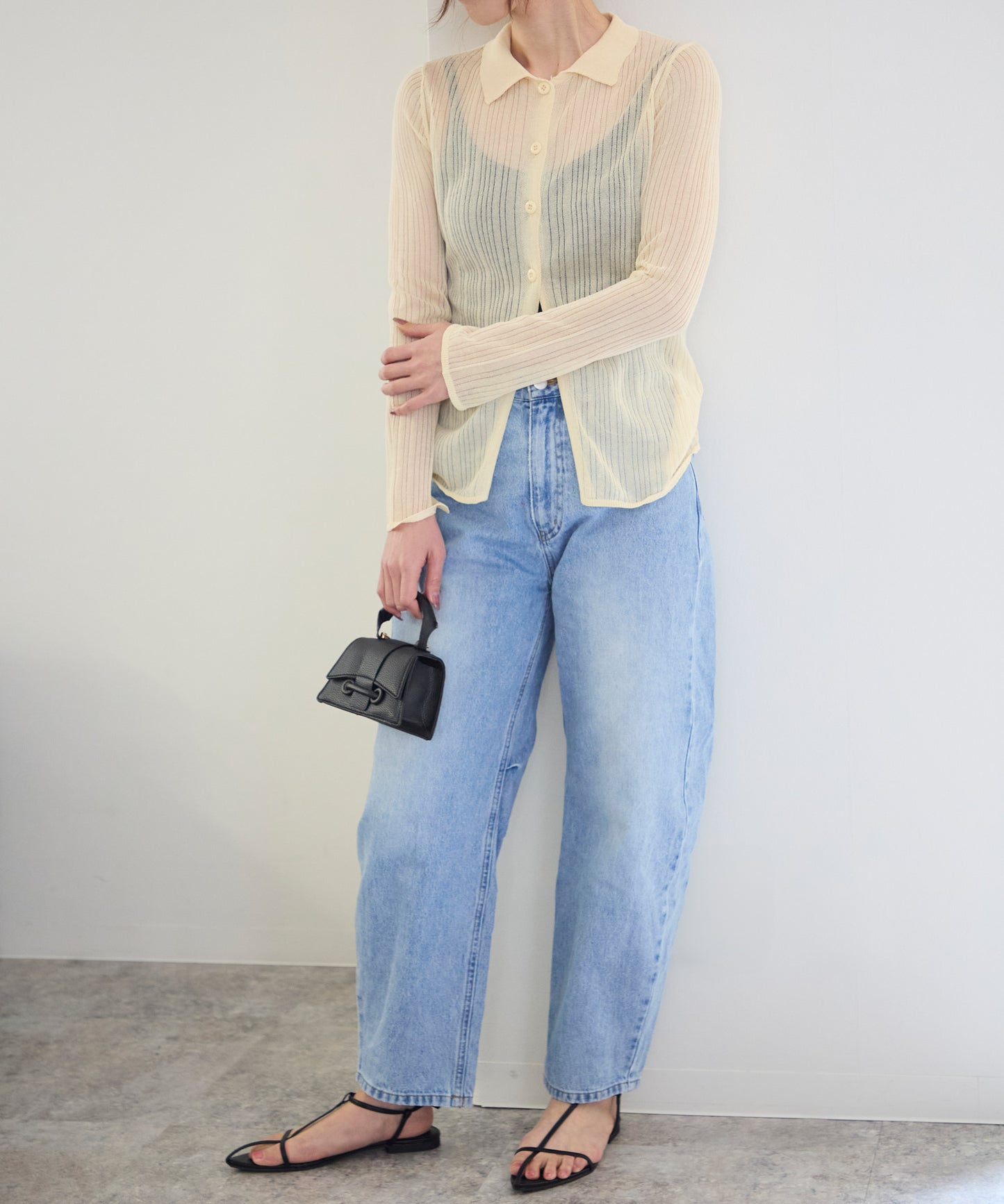 シアーリブニットカーディガン