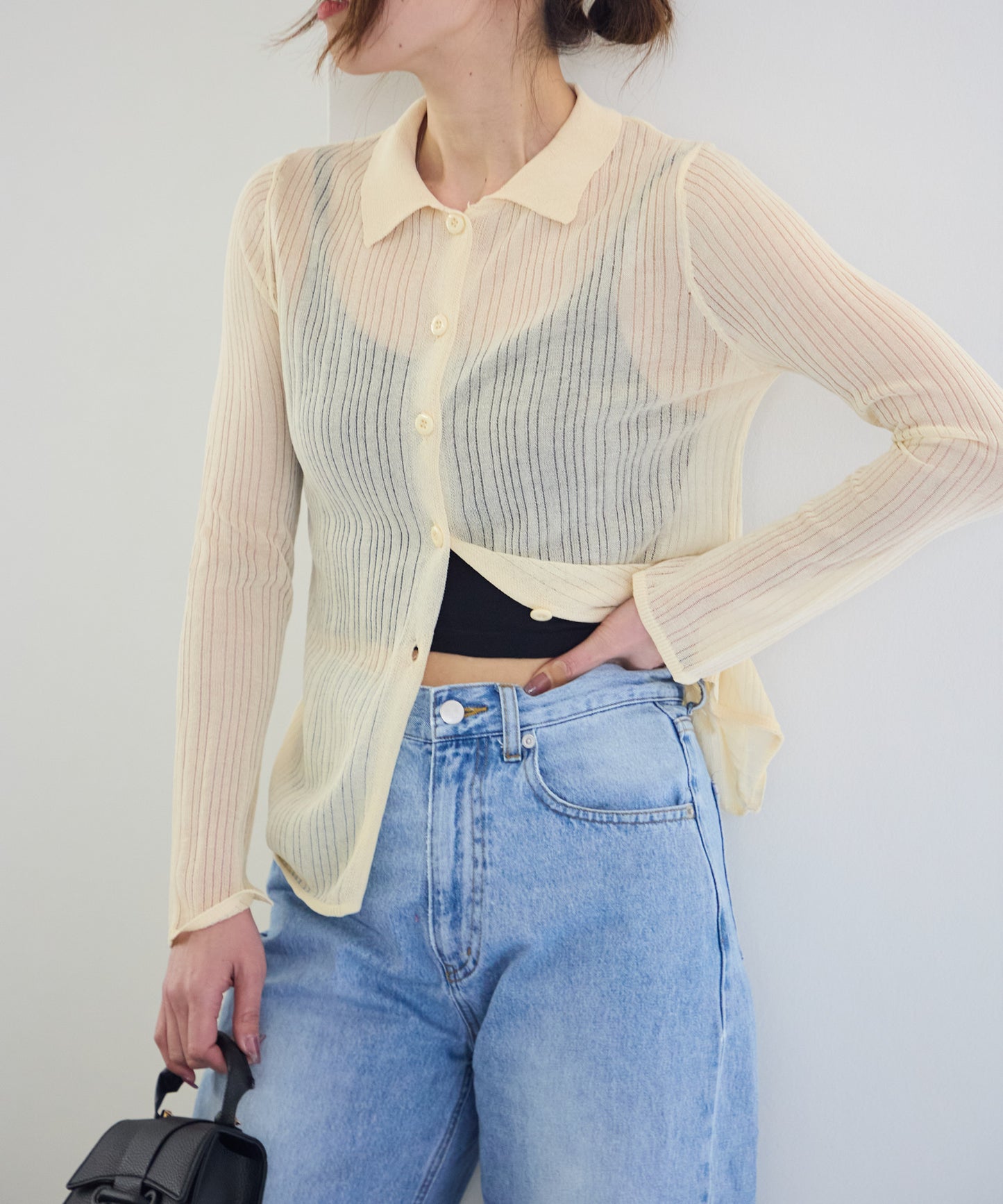 シアーリブニットカーディガン