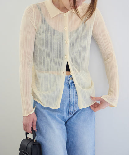 シアーリブニットカーディガン