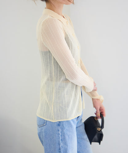 シアーリブニットカーディガン