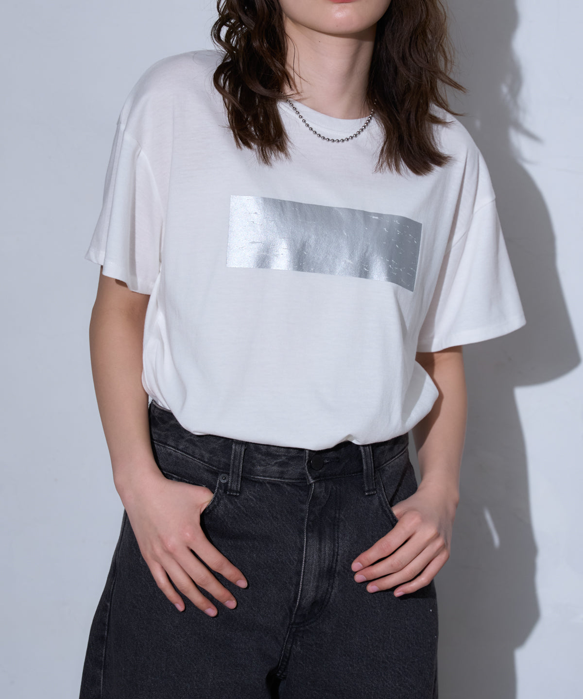 箔プリント半袖Tシャツ