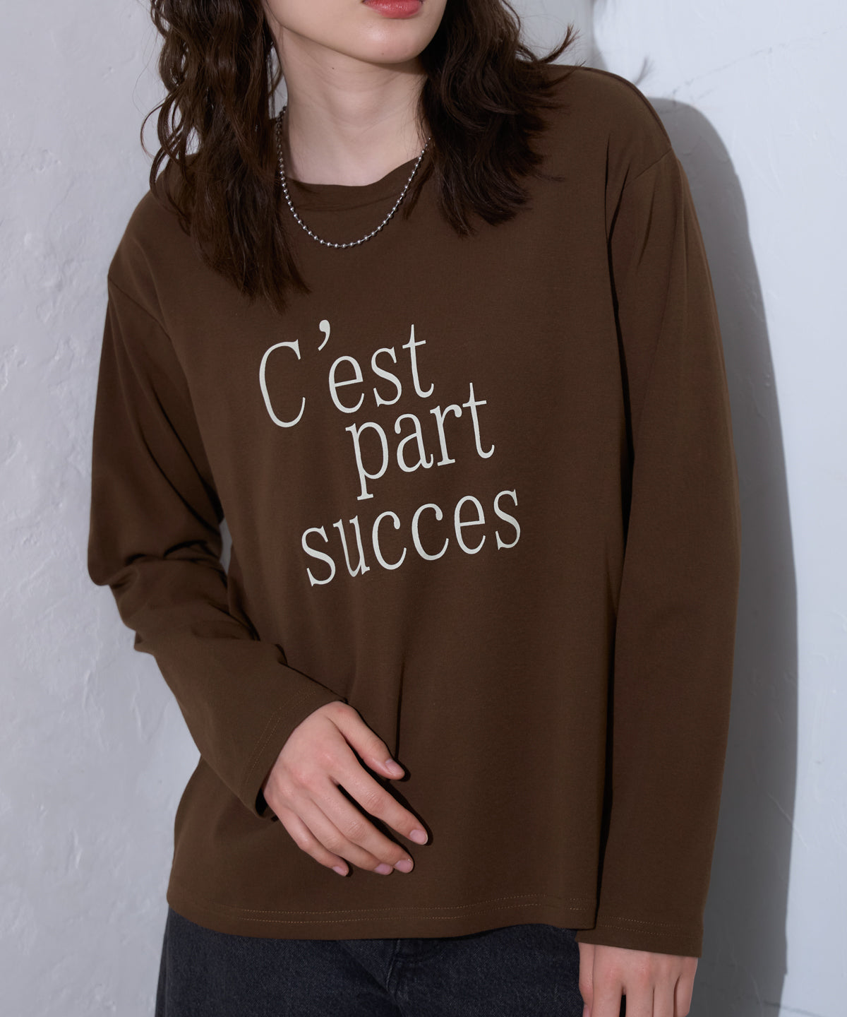 ロゴプリント長袖Tシャツ/スーパーストレッチ
