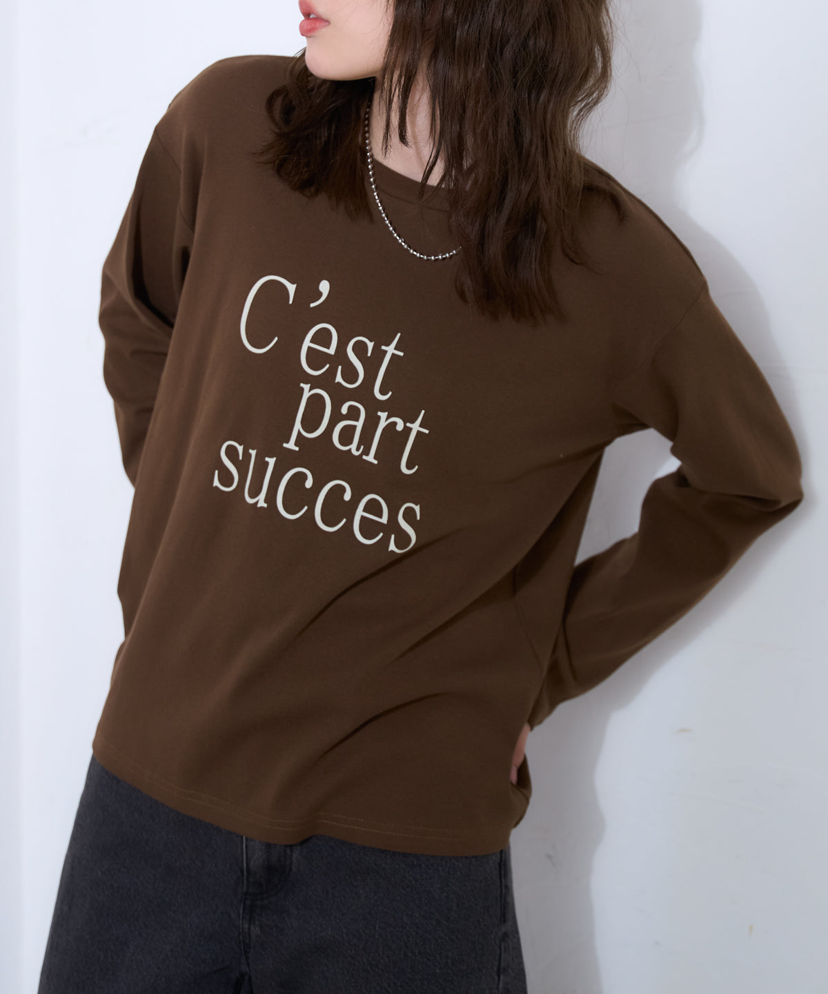 ロゴプリント長袖Tシャツ/スーパーストレッチ