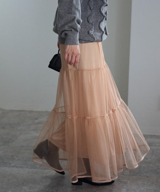 チュールティアードスカート