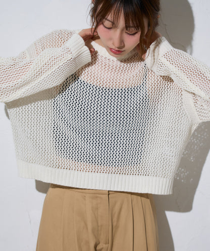 メッシュニットプルオーバー