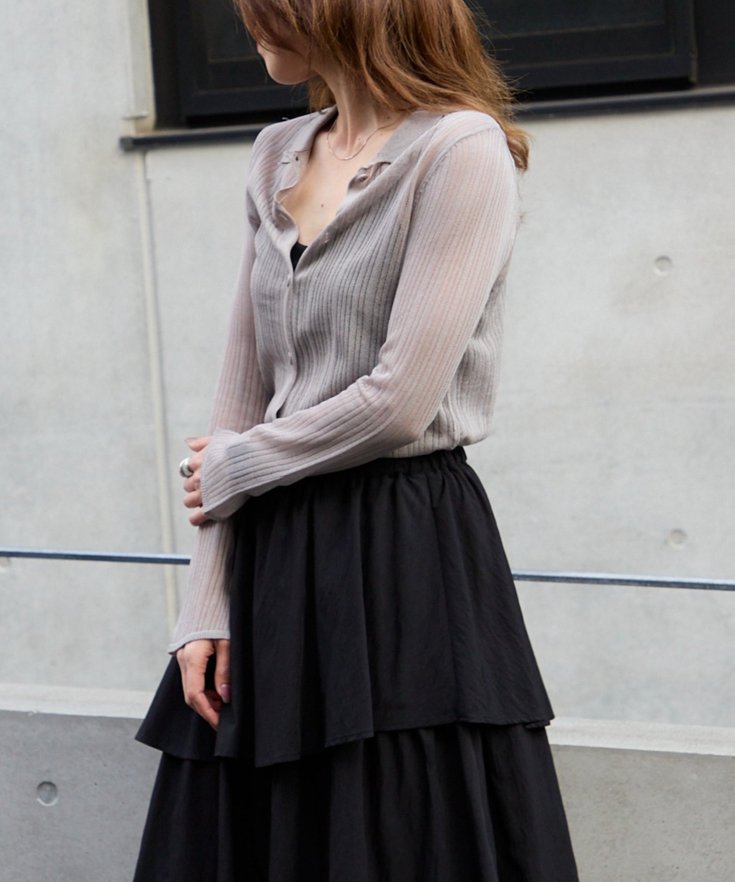 シアーリブニットカーディガン