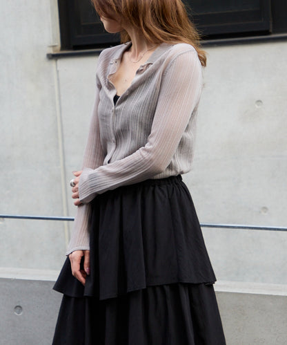 シアーリブニットカーディガン