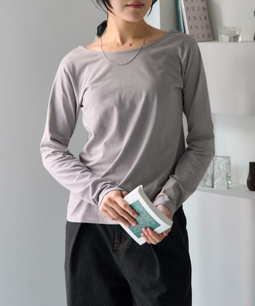 バックオープン長袖Tシャツ/前後2way着用可能