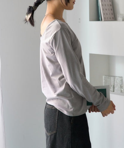 バックオープン長袖Tシャツ/前後2way着用可能