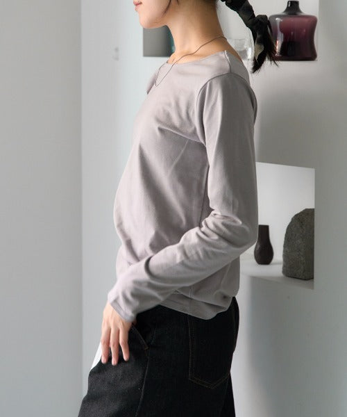 バックオープン長袖Tシャツ/前後2way着用可能