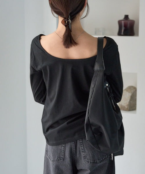 バックオープン長袖Tシャツ/前後2way着用可能