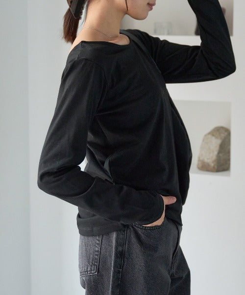 バックオープン長袖Tシャツ/前後2way着用可能