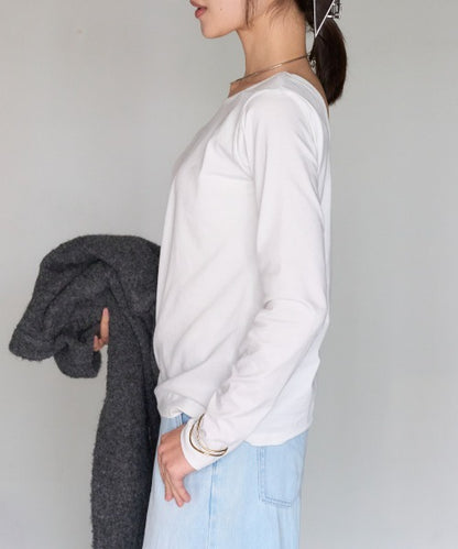バックオープン長袖Tシャツ/前後2way着用可能