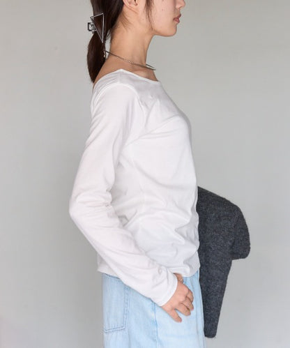 バックオープン長袖Tシャツ/前後2way着用可能