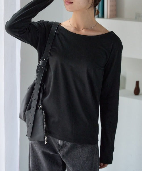 バックオープン長袖Tシャツ/前後2way着用可能