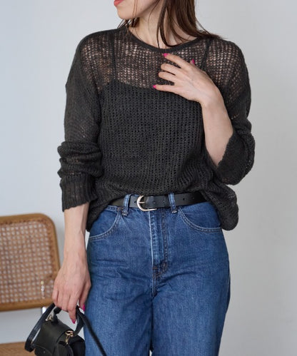 シアーモヘアタッチロングニットプルオーバー