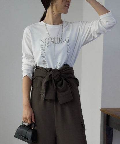 スクエアロゴプリントT/スーパーストレッチ 長袖ロンT