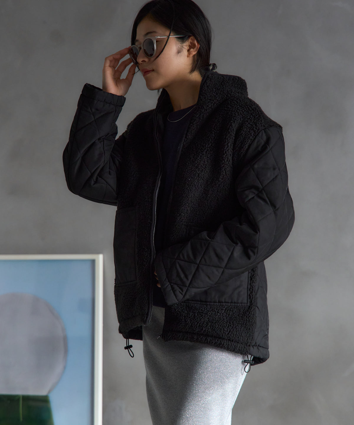 ボア切り替え スタンドカラーブルゾン