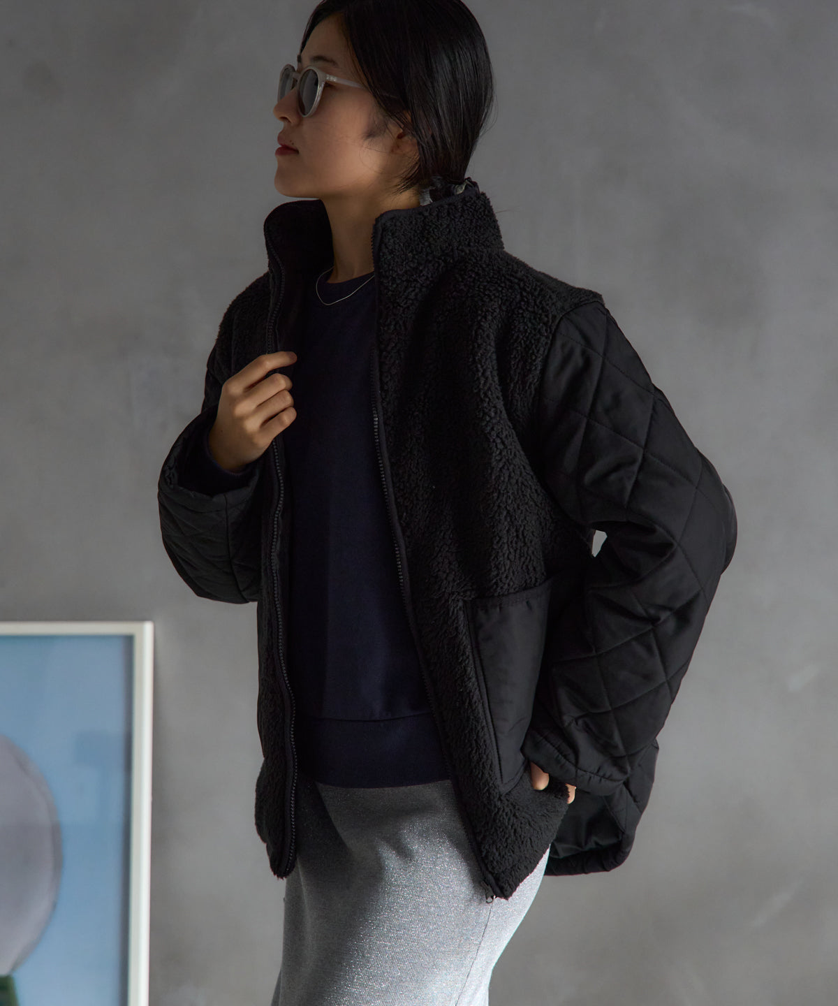 ボア切り替え スタンドカラーブルゾン