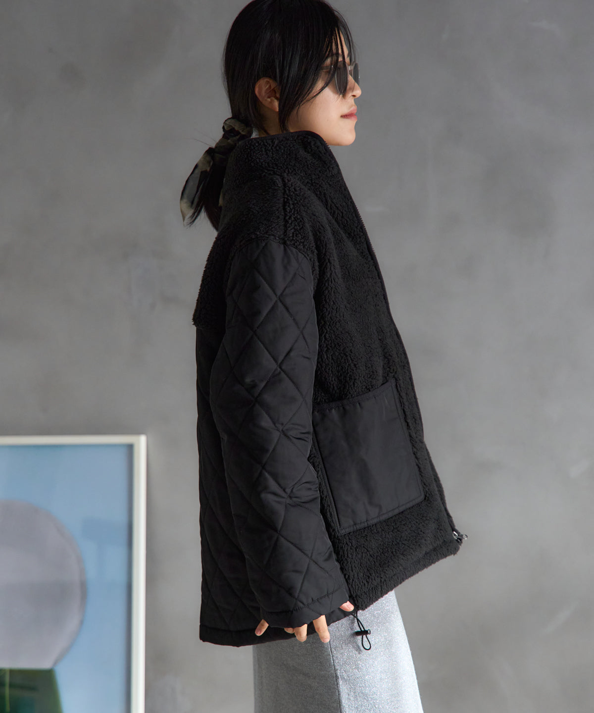 ボア切り替え スタンドカラーブルゾン