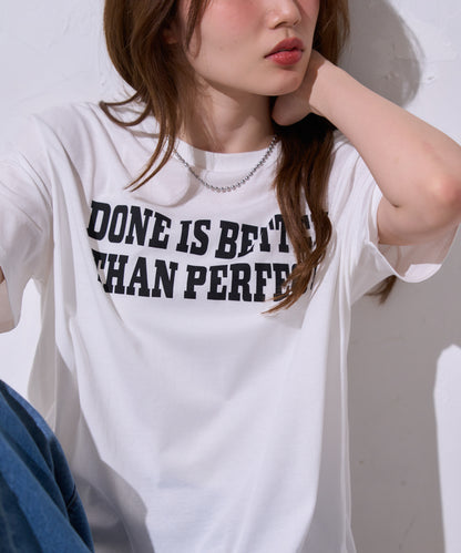 サイロコットン 前後差5分袖ロゴTシャツ