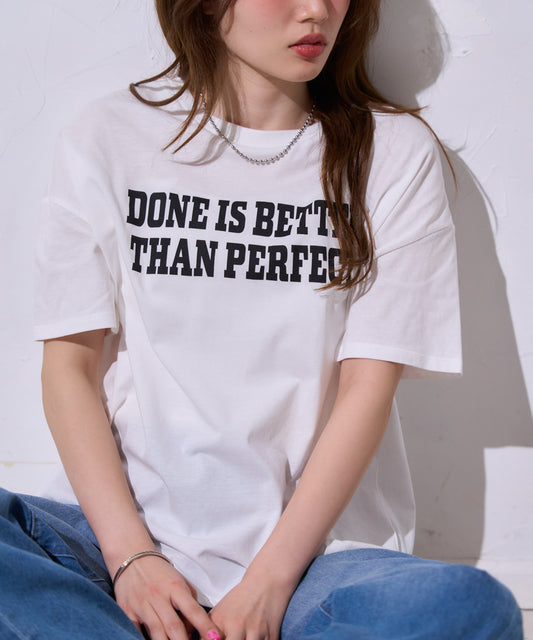 サイロコットン 前後差5分袖ロゴTシャツ