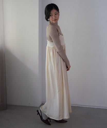 ワッシャーサテンギャザーキャミワンピース