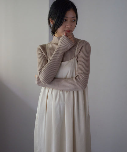 ワッシャーサテンギャザーキャミワンピース