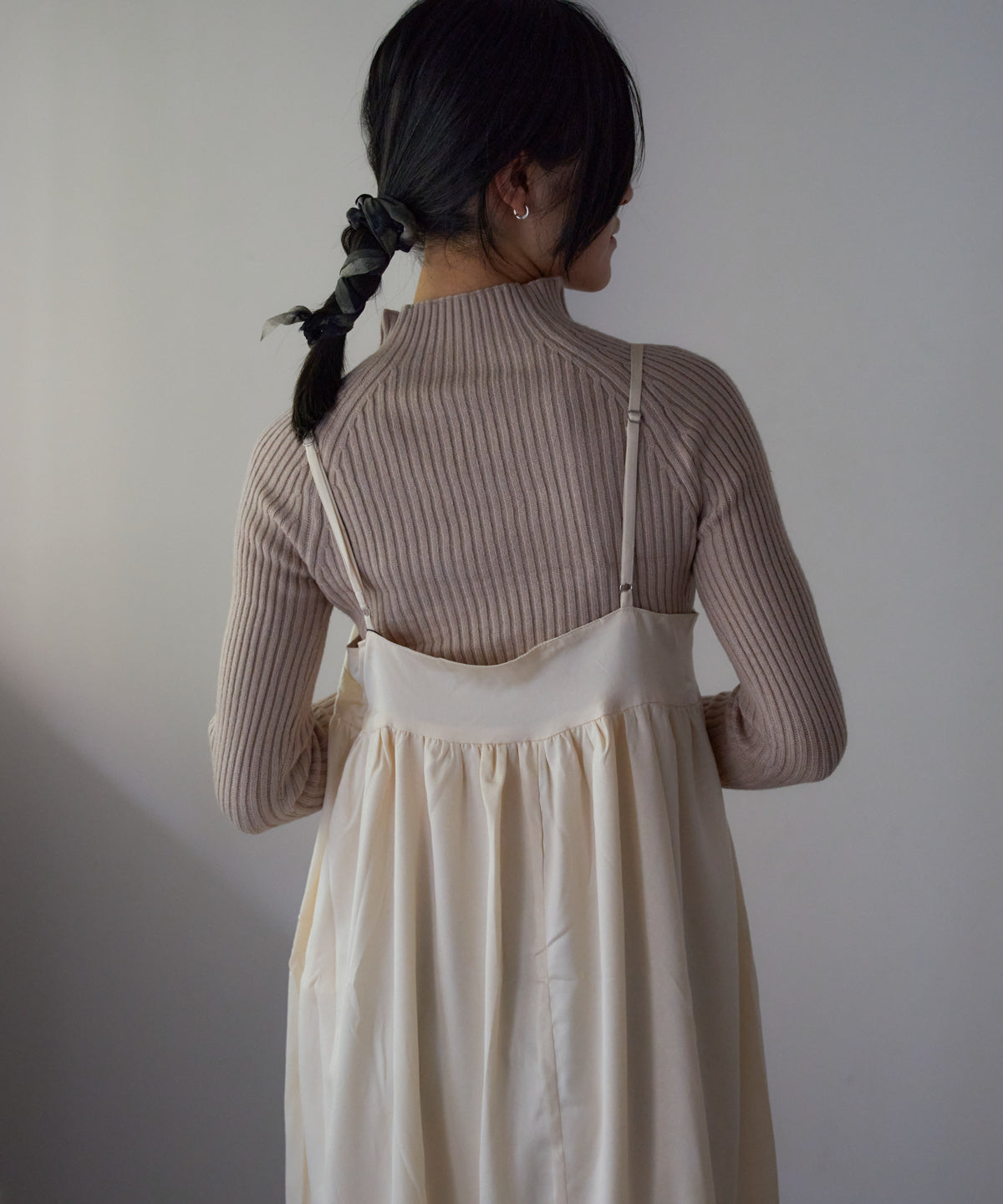 ワッシャーサテンギャザーキャミワンピース