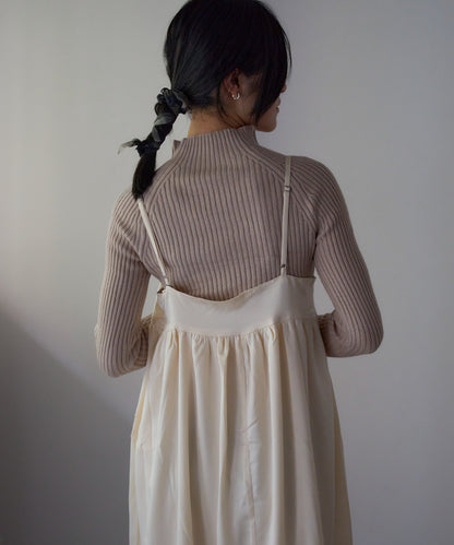 ワッシャーサテンギャザーキャミワンピース