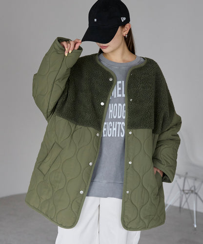 ボア切り替え中綿ブルゾン