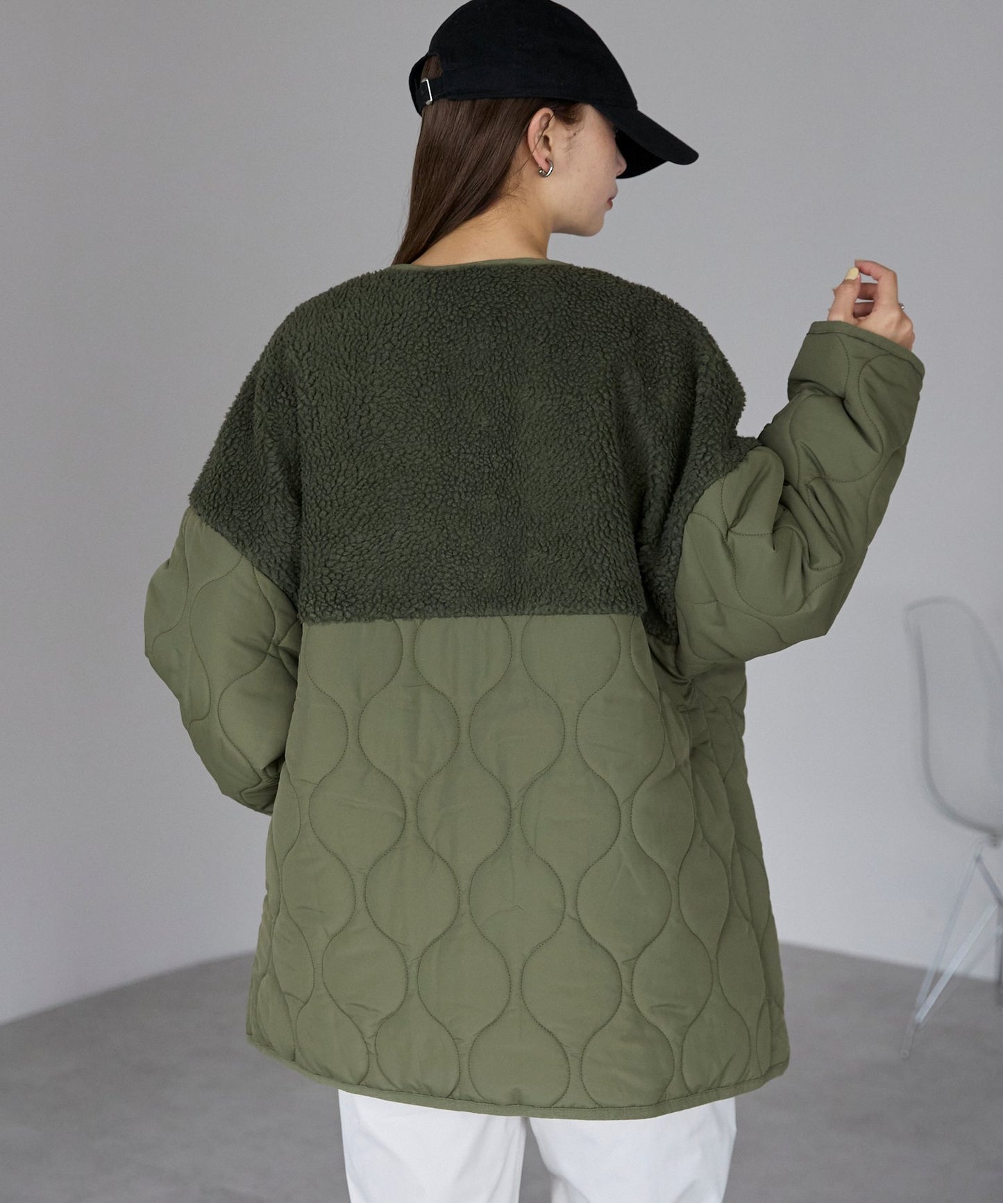 ボア切り替え中綿ブルゾン